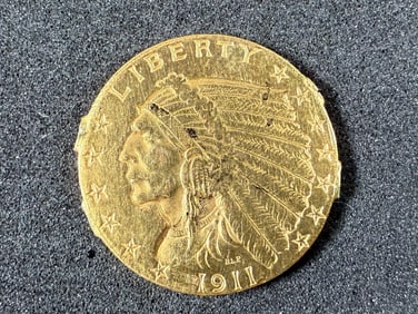 1911 INDIAN HEAD 2 1/2 DOLLAR GOLD COIN