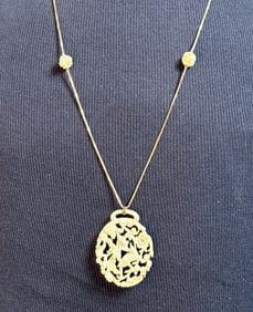 14K GOLD CHAIN WITH CARVED BONE PENDANT