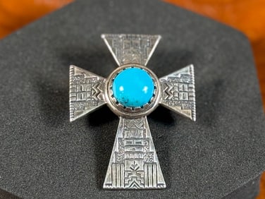 RODERICK TENORIO & CAROLYN POLLACK, TURQUOISE CROSS PENDANT