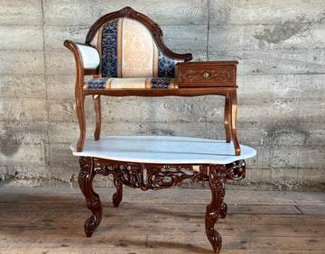 MARBLE COFFEE TABLE & TELEPHONE TABLE