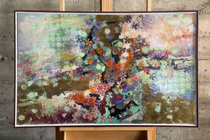 ORIGINAL ACRYLIC COLLAGE WITH GOLD LEAF