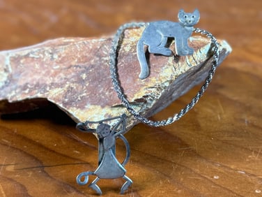 STERLING SILVER BROOCHES & BRACELET