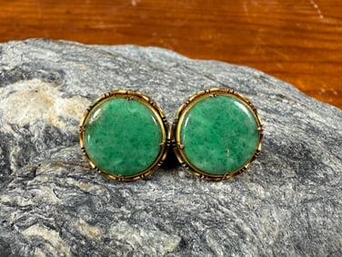 10K GOLD CHRYSOPRASE EARRINGS