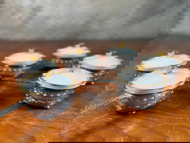 LENOX PORCELAIN RAMEKINS WITH STERLING SILVER HOLDERS
