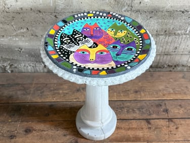 NANCY BEAN & LAUREL BURCH, CUSTOM BIRD BATH 'HERE BIRDY BIRDY'