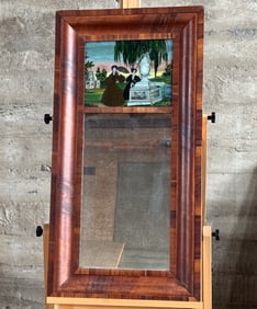 EMPIRE FLAME MAHOGANY MIRROR WITH REVERSE PAINTED PANEL