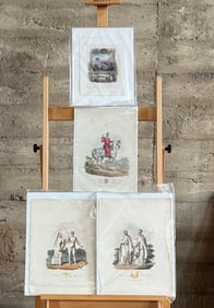 SET OF 19TH CENTURY HAND-COLORED AQUATINTS