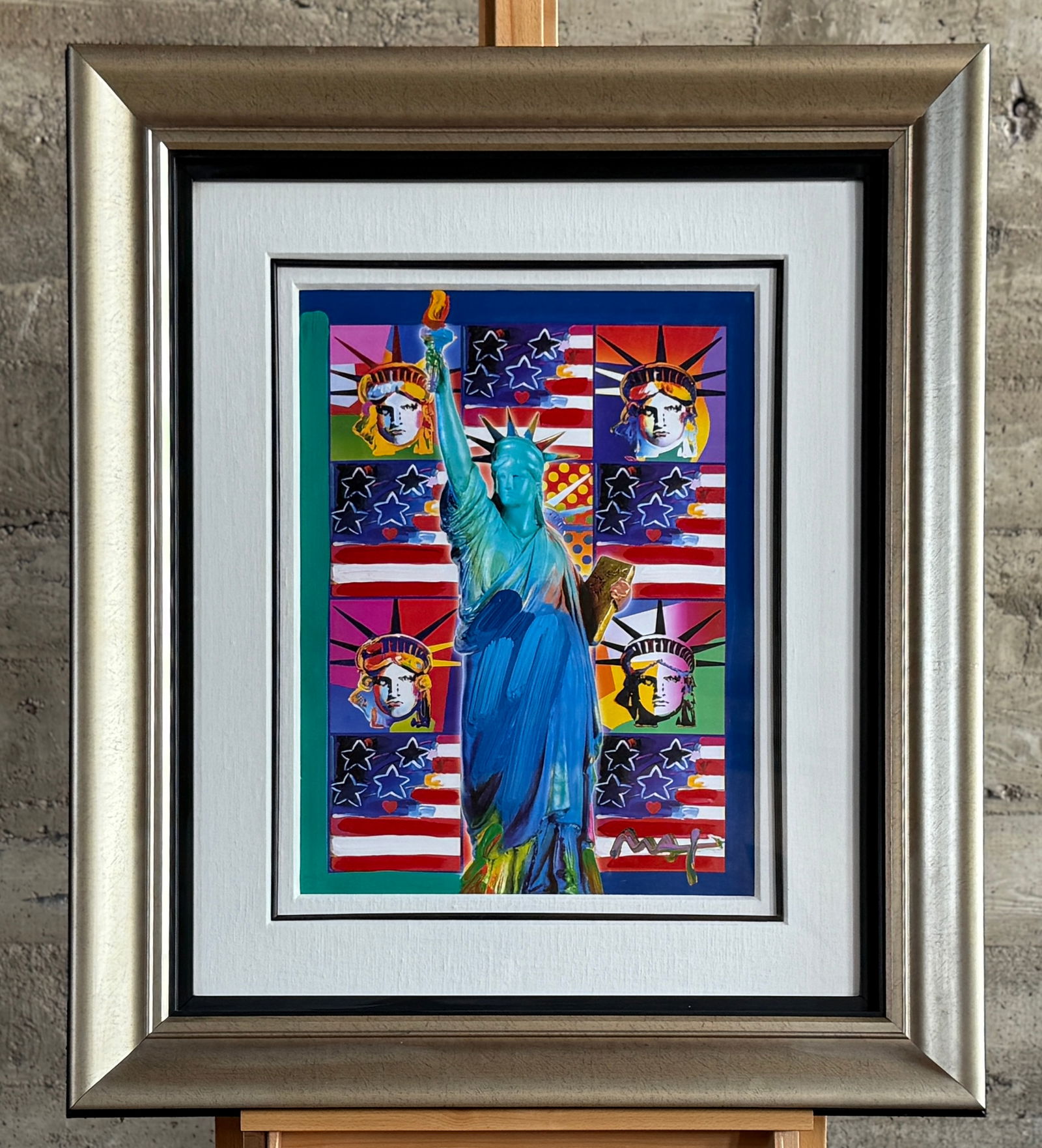 PETER MAX, 'GOD BLESS AMERICA III - WITH F': "God Bless America III - With F", an original mixed media with acrylic painting and color lithography on paper by listed artist, Peter Max. Professionally framed, signed lower right, and accompanied w