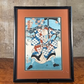 19TH CENTURY WOODBLOCK PRINT OF SAMURAI