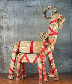 PAIR OF SCANDINAVIAN STRAW YULE GOATS