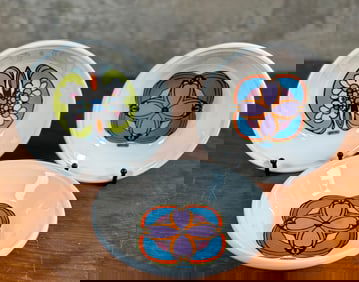 PETER MAX FOR IROQUOIS CHINA, 'CLOVER' & 'BUTTERFLY' BOWLS
