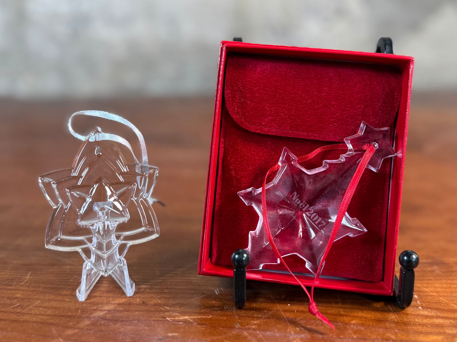 PAIR OF BACCARAT CRYSTAL CHRISTMAS TREE ORNAMENTS (1 of 4)