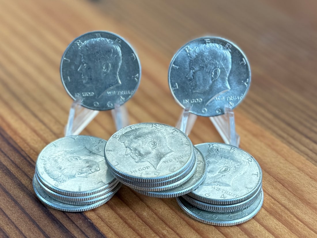 90% SILVER KENNEDY HALF DOLLARS, $7.00 FACE VALUE: This lot features $7.00 face value of 90% silver Kennedy half dollars. Fourteen (14) in total.