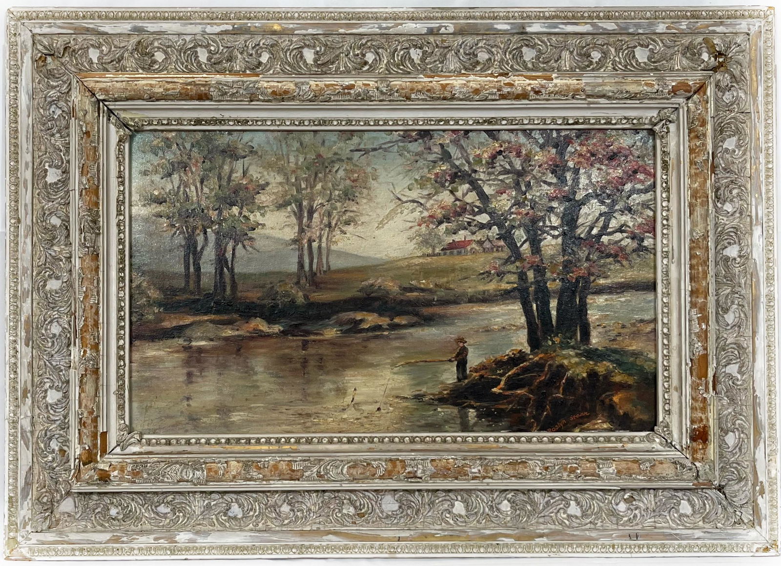 Landscape, Pond Scene, Signed Roslyn Storr, Oil on Board (1 of 4)