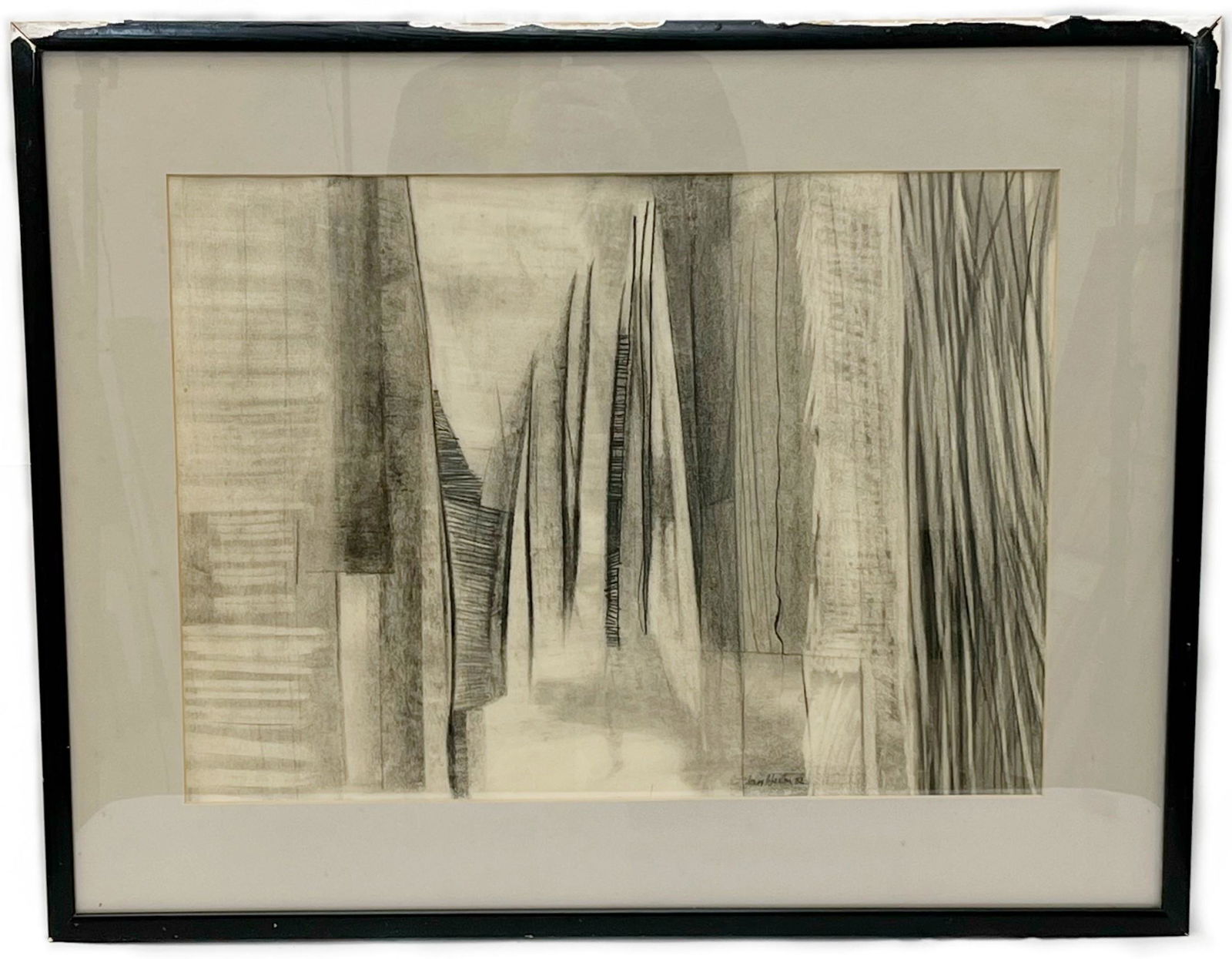 Abstract, Charcoal on Paper, Signed John Martha 82 (1 of 4)