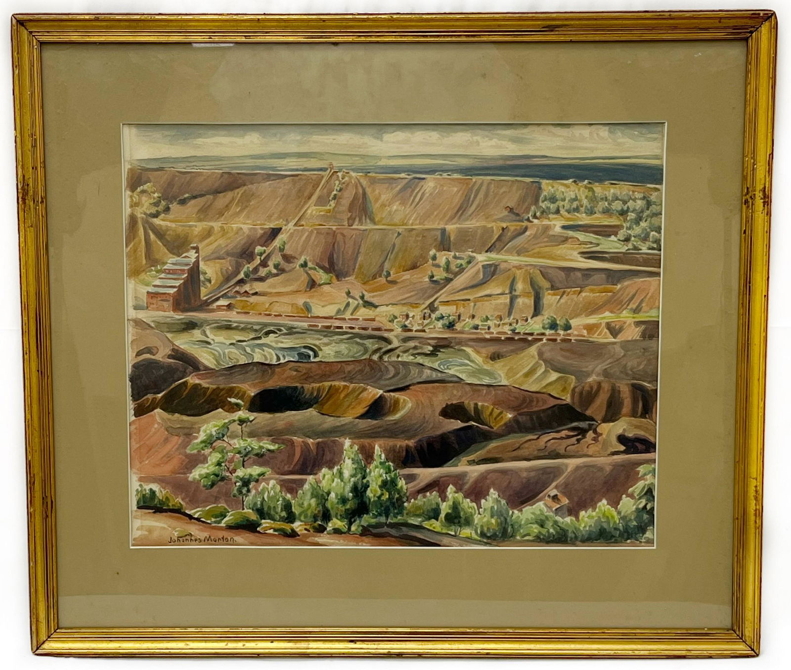 Johannes Morton, From Coalmining Country No4, Watercolor, ex. Brooklyn Museum (1 of 5)