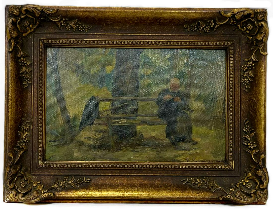 Figural, Oil on Board, Signed E. Schwarz (1 of 4)