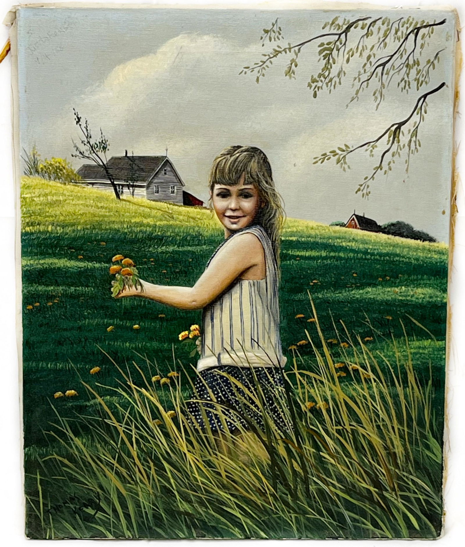 Portrait of a Girl, Oil on Canvas, Signed Thomas Kerry: oil on canvas, unframed, signed Thomas Kerry lower left, written in pen upper left corner â€œS. Just Remember 9/4/88”, 20”h x 16”