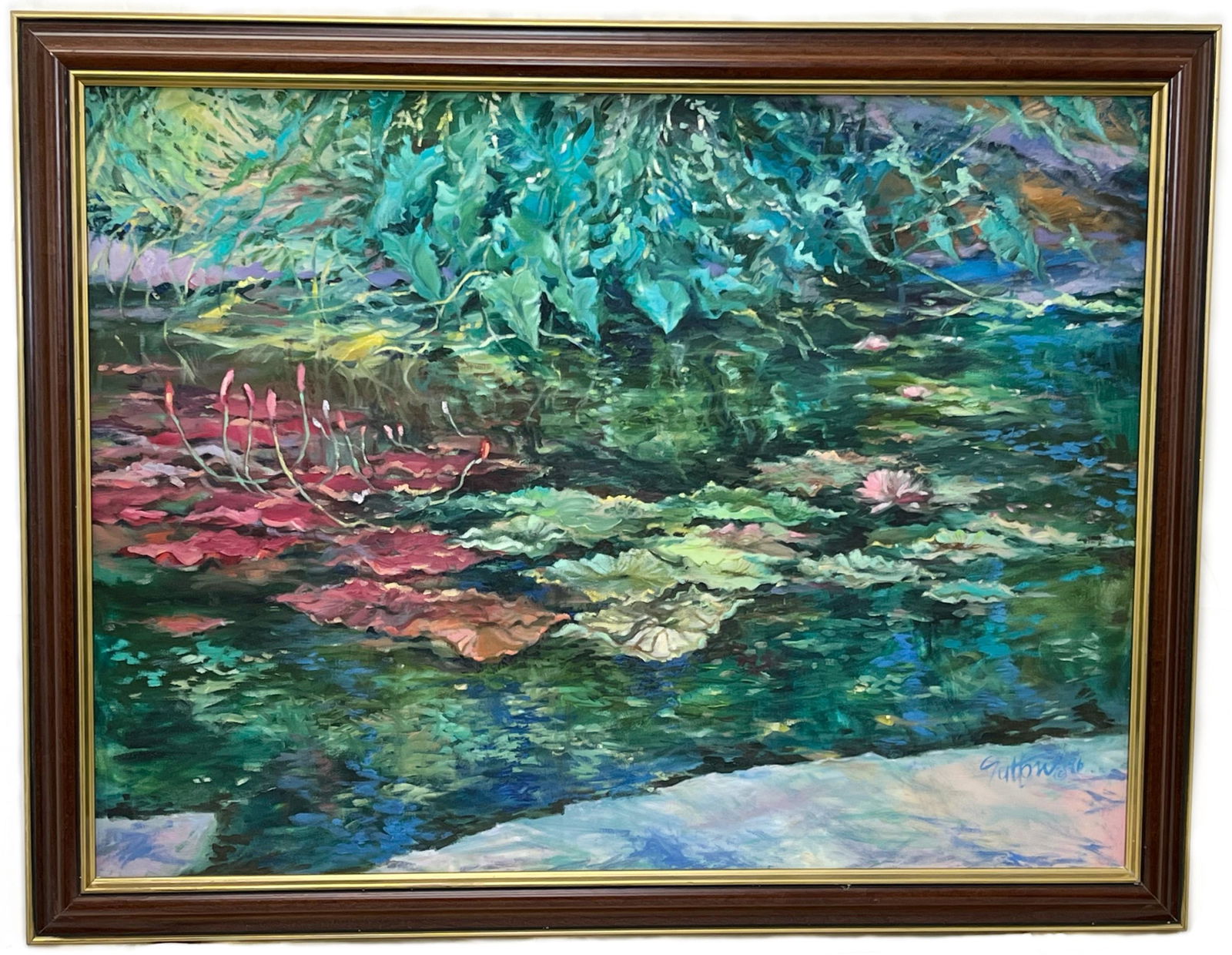 Landscape “Reflection” Oil on Canvas, Signed Sutton (1 of 5)