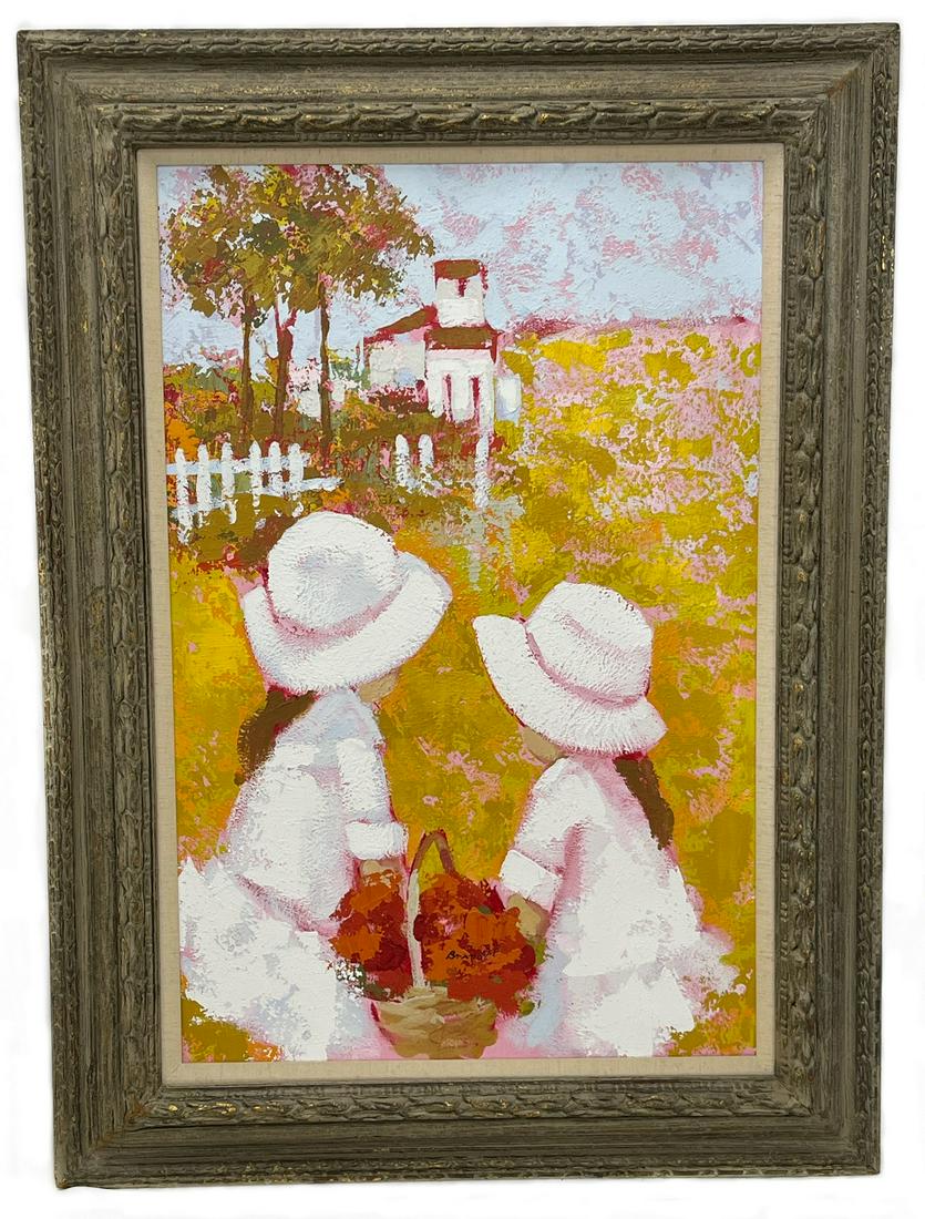 Abstract Expressionist, Landscape with Children, Oil on Canvas, Attibuted to Peter Brandt (1 of 6)