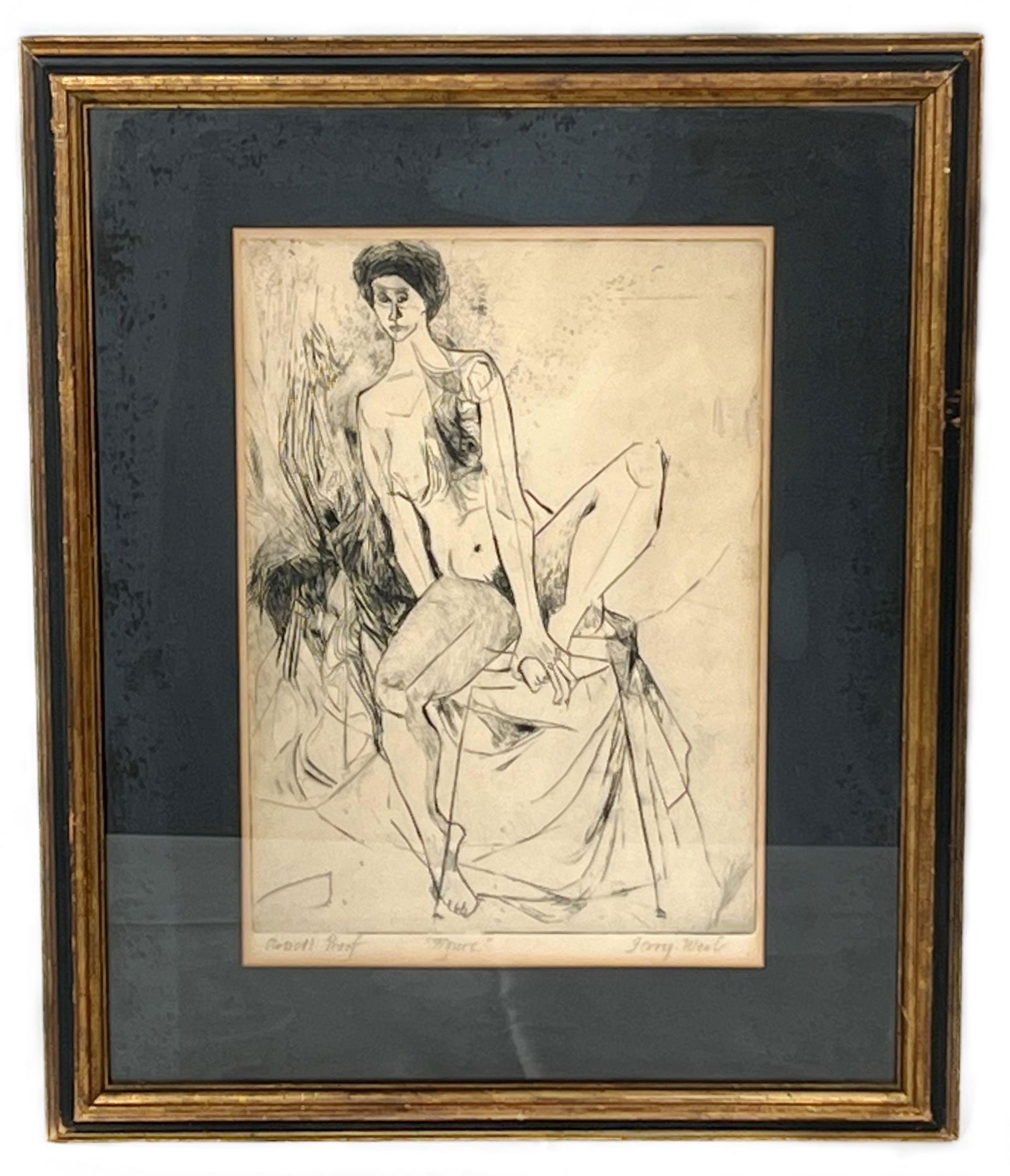Female Figure, pen and ink drawing, Signed Gerry Weil (1 of 4)