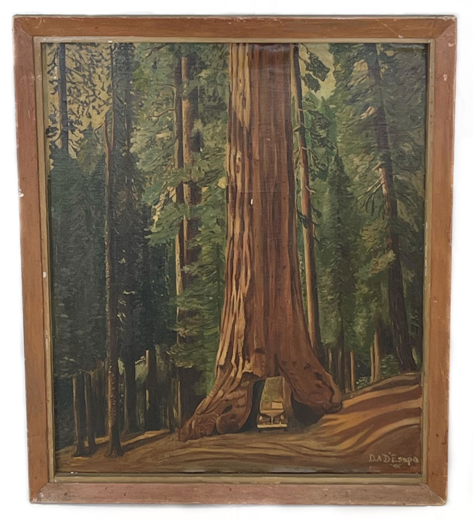 Giant Sequoia Forest Landscape, Oil on Canvas, Signed D.A. D'Esopo '45 (1 of 6)