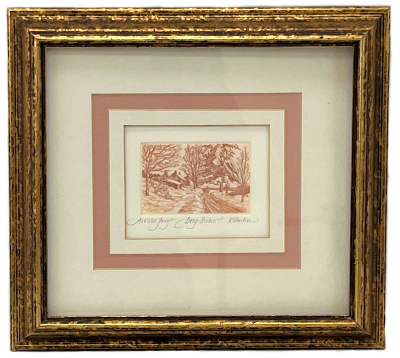 Kathleen Cantin (American, 1951) “Deep Snow” Etching, Artist Proof (1 of 4)