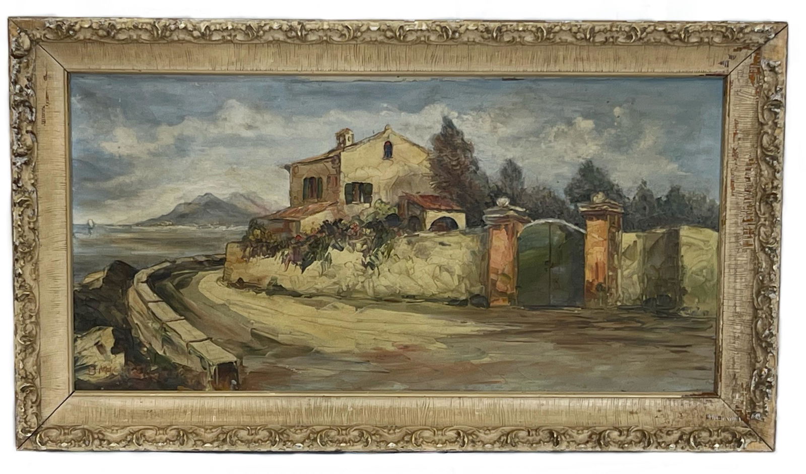 Country Scene, Oil on Canvas, Signed B. Micheel: oil on canvas, signed B. Micheel lower left, 15”h x 30.75”w (sight) 20” h x 36”w (frame)