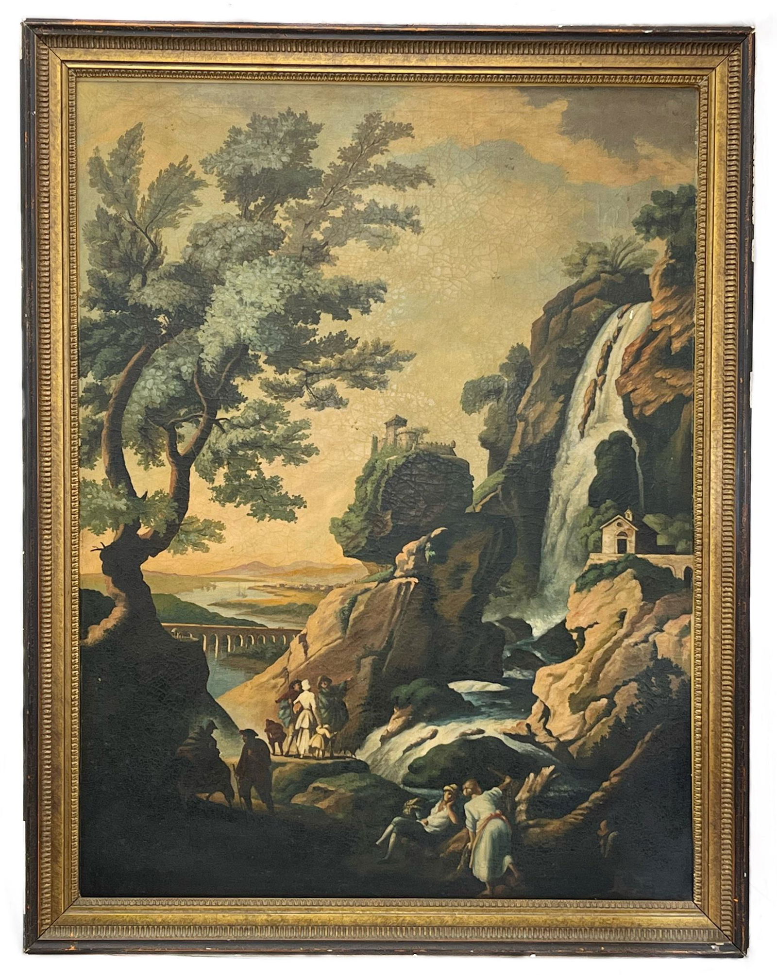 Country Scene with Waterfalls and Figures, Oil on Canvas (1 of 5)
