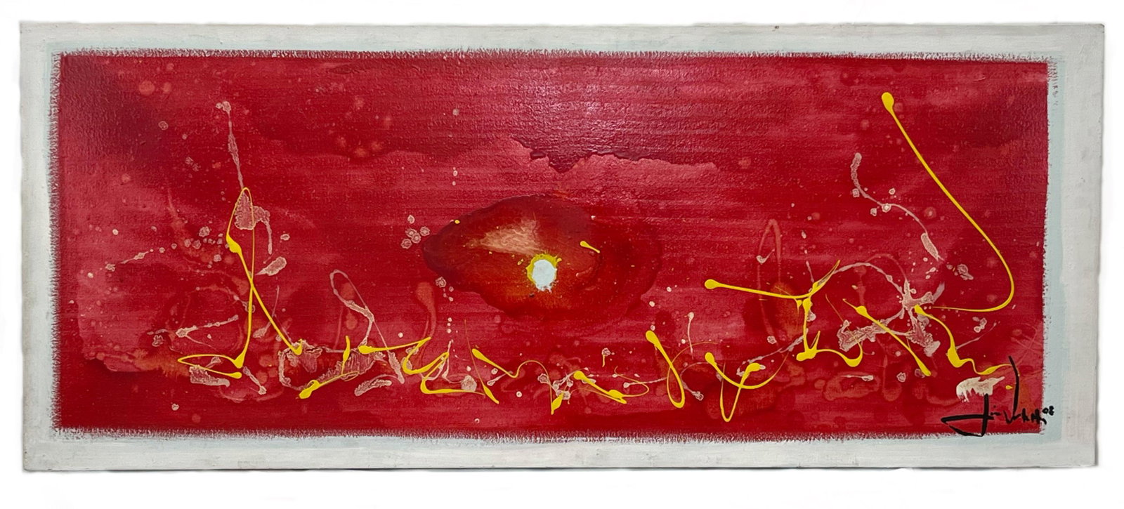 Abstract, Oil on Canvas: oil on canvas, unframed, possibly signed Jim Vanh lower right, 25”h x 61”