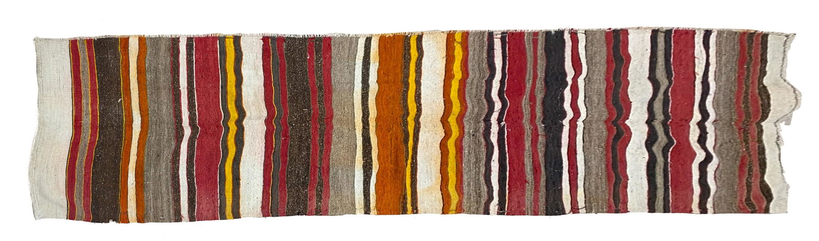Vintage Handmade Possibly Turkish Kilim Runner: Vintage handmade possibly Turkish Kilim runner, 123"l x 35"w