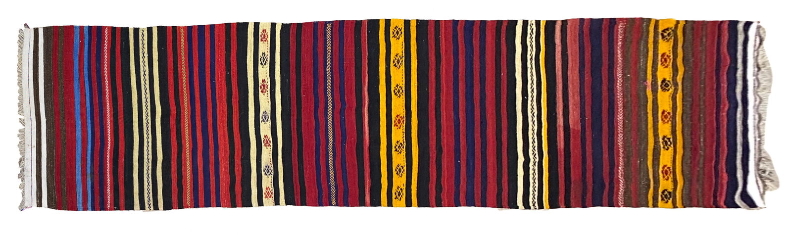 Vintage Handmade Turkish Kilim Runner: Vintage handmade Turkish Kilim runner, 161"l x33"w