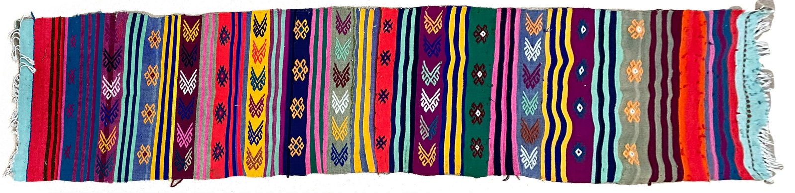 Vintage Handmade Turkish Kilim Runner: Vintage handmade Turkish Kilim runner, 115"l x 21"w