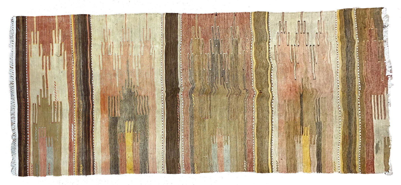 Vintage Handmade Turkish Kilim Runner: Vintage handmade Turkish Kilim runner, 102"l x 38"w