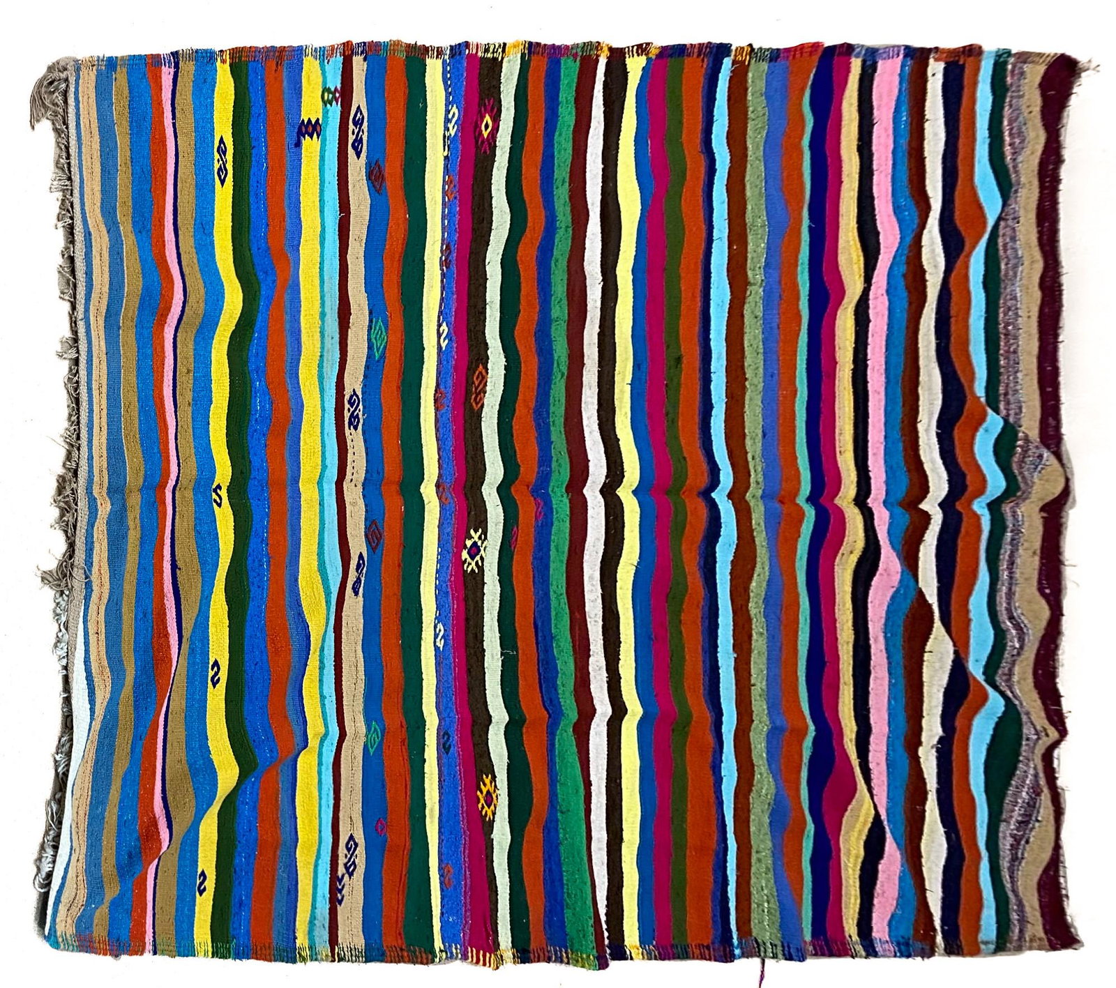 Vintage Handmade Turkish Kilim Area Rug: Vintage handmade Turkish Kilim area rug, 128"L x 74"w