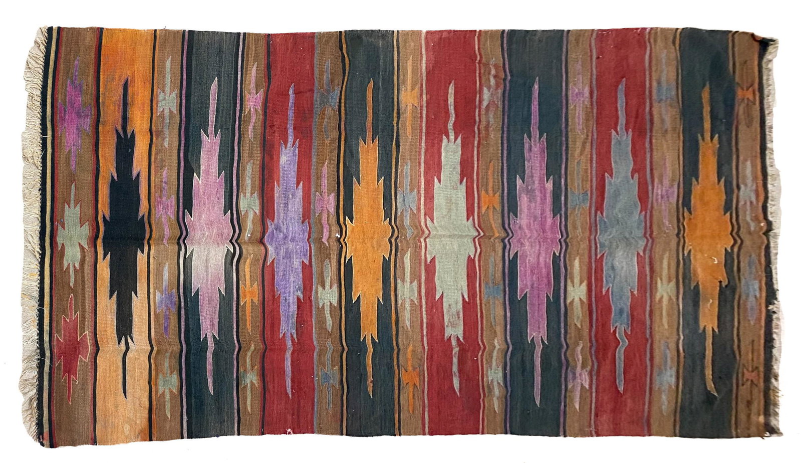 Vintage Handmade Turkish Kilim Area Rug: Vintage handmade Turkish Kilim area rug, 142"l x 62"w