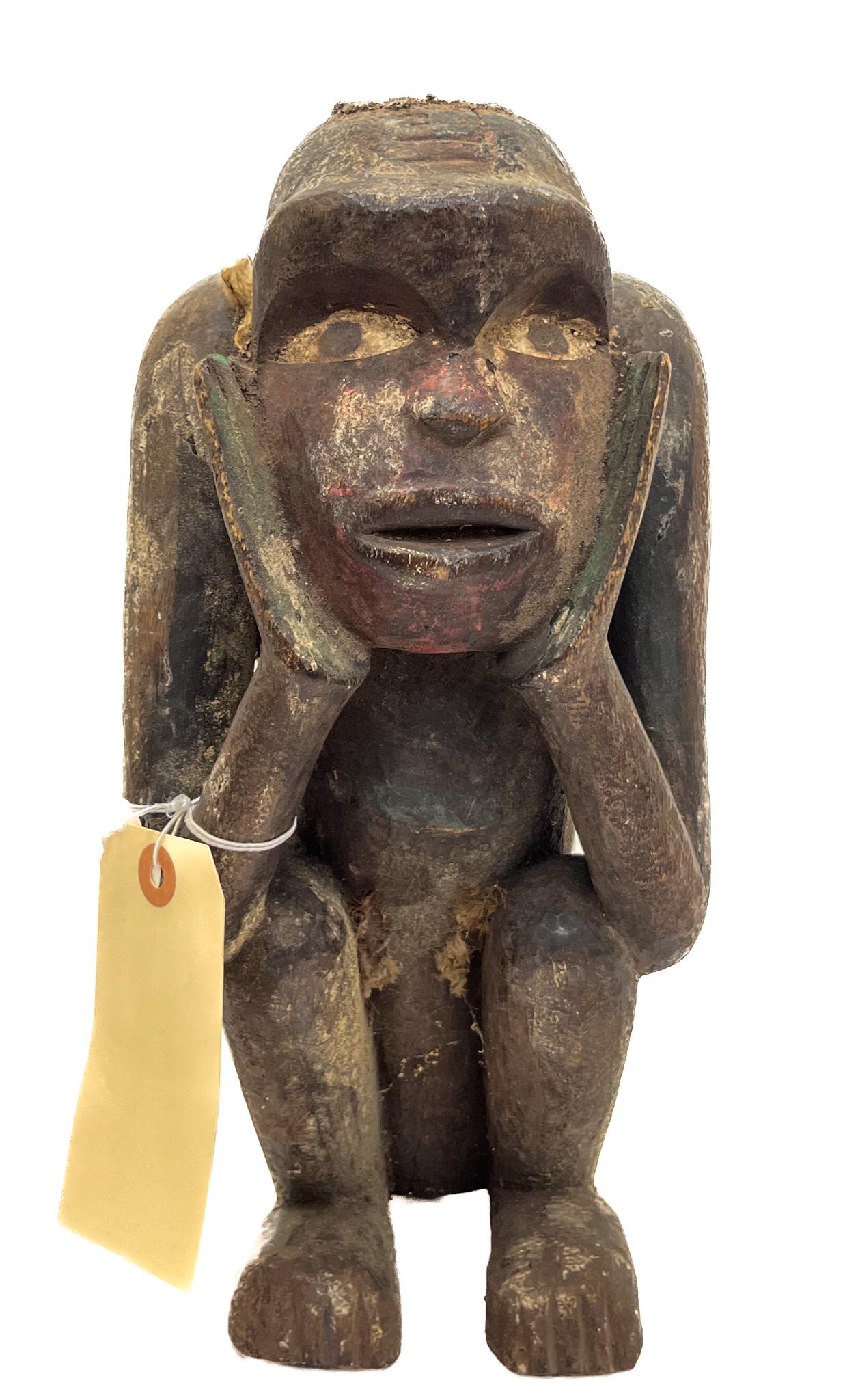 African, Fan, Gabon,  Carved Wood Seated Monkey Protective Fetish (1 of 6)