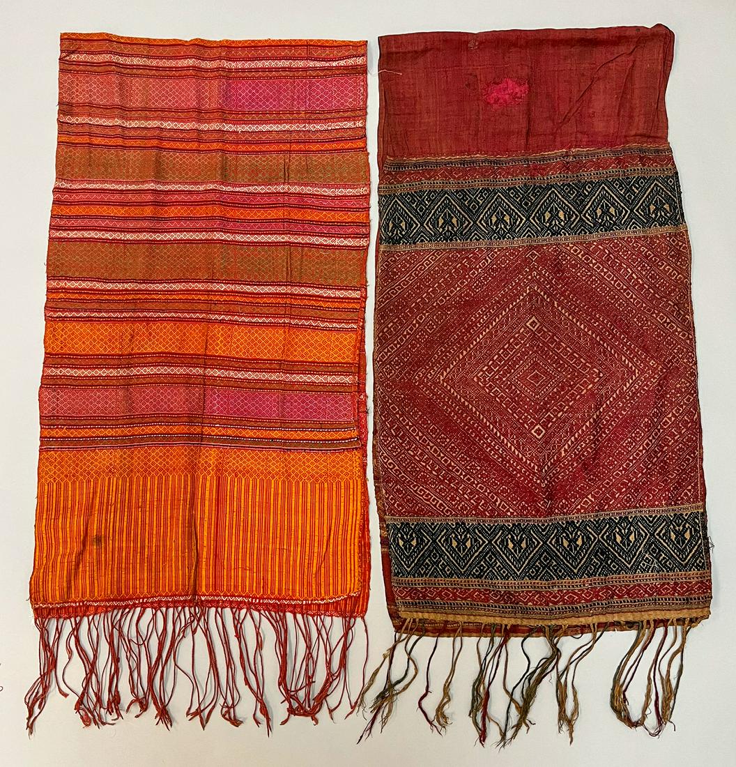 Laos, Group of (2) Vintage Woven Silk Shawls (1 of 10)