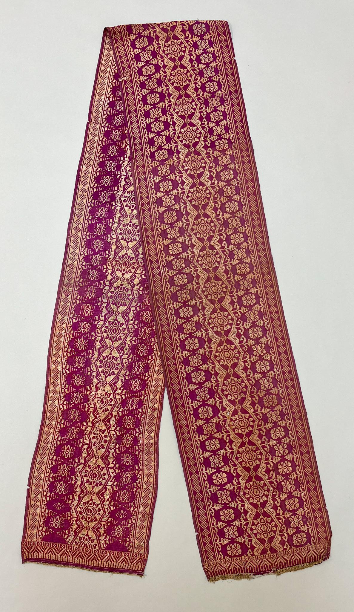 Bali, Indonesia, Vintage Silk Scarf Embroidery with Gold And Silver Threads, (1 of 4)