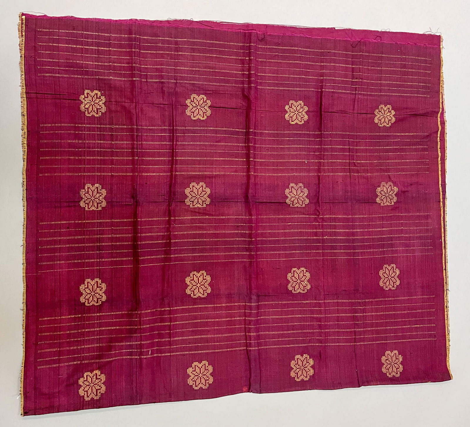 East Coast, Malaysia, Vintage Silk with Metallic Gold-Tone Embroidery Textile (1 of 8)