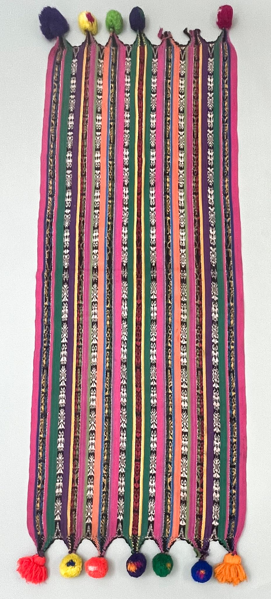 Chichicastenango, El Quiche Department, Guatemala, Vintage Woven Cotton "Rebozo" Wrap with Tassels (1 of 3)