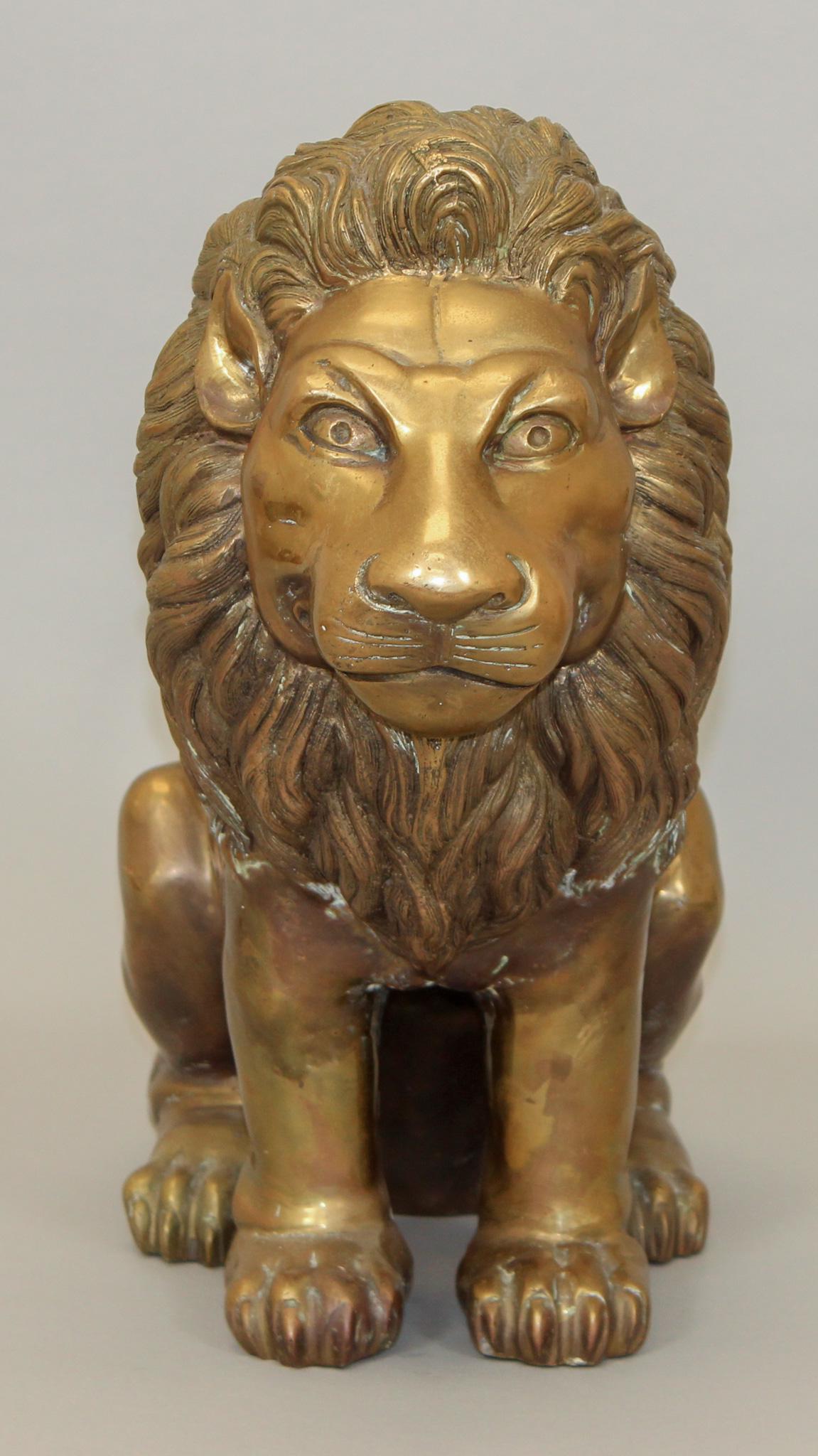 Vintage Cast Brass Table Top Lion Statue (1 of 6)