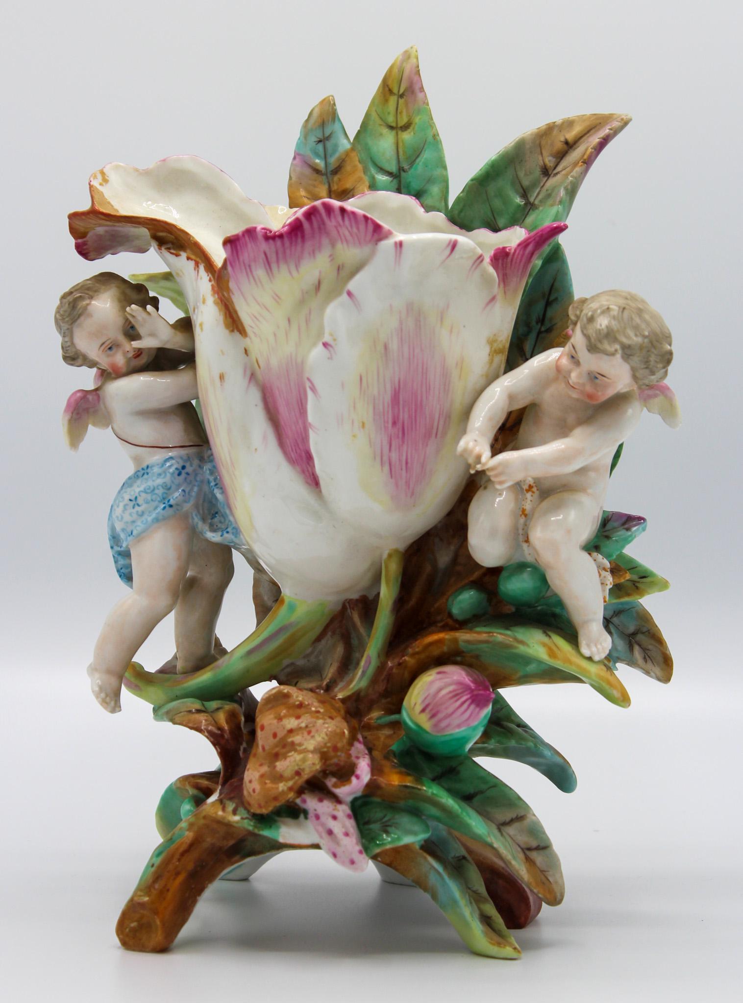 Antique Continental Hand Painted Porcelain Putti Figurine/ Vase (1 of 10)