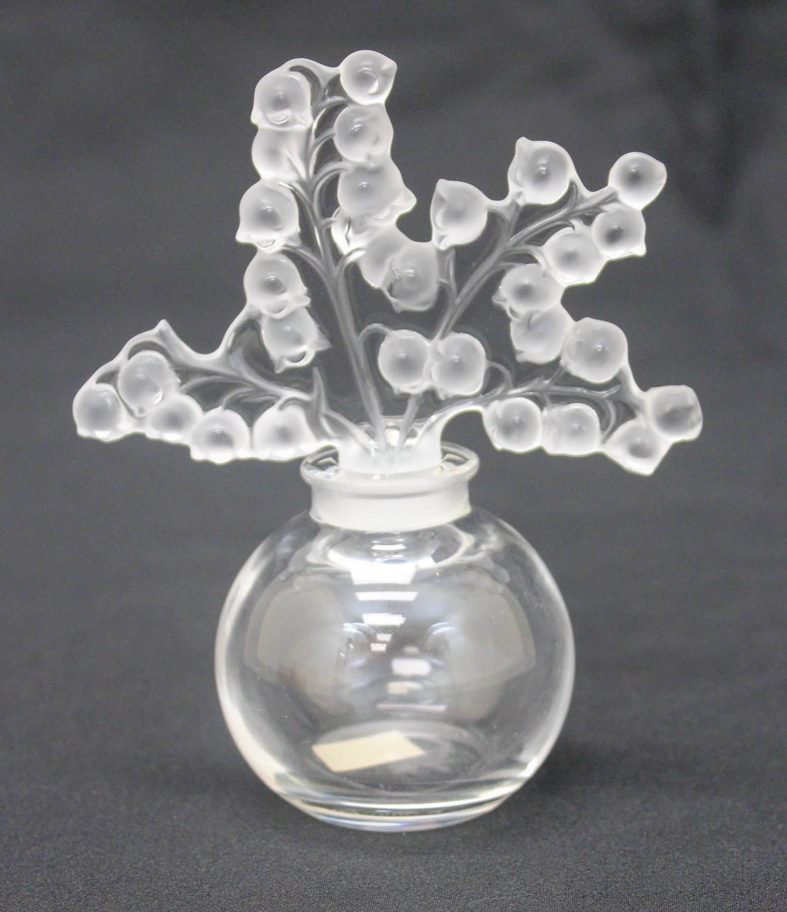 Lalique Clairefontaine Perfume Bottle: Lalique Clairefontaine perfume bottle, etched Lalique France on bottom, 4.50"h x 1.75"d