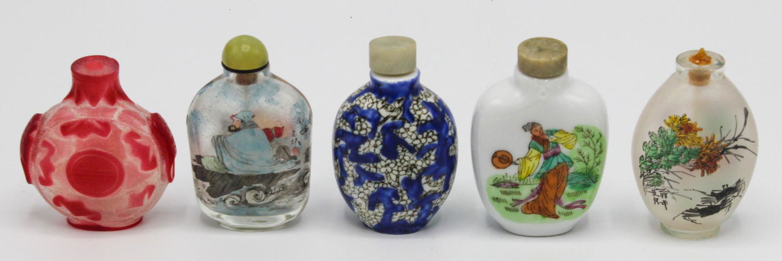 Group of (5) Chinese Snuff Bottles (1 of 5)