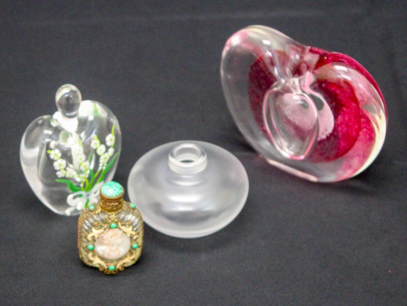 Group of (4) Glass Perfume Bottles iIncluding Lalique (1 of 10)