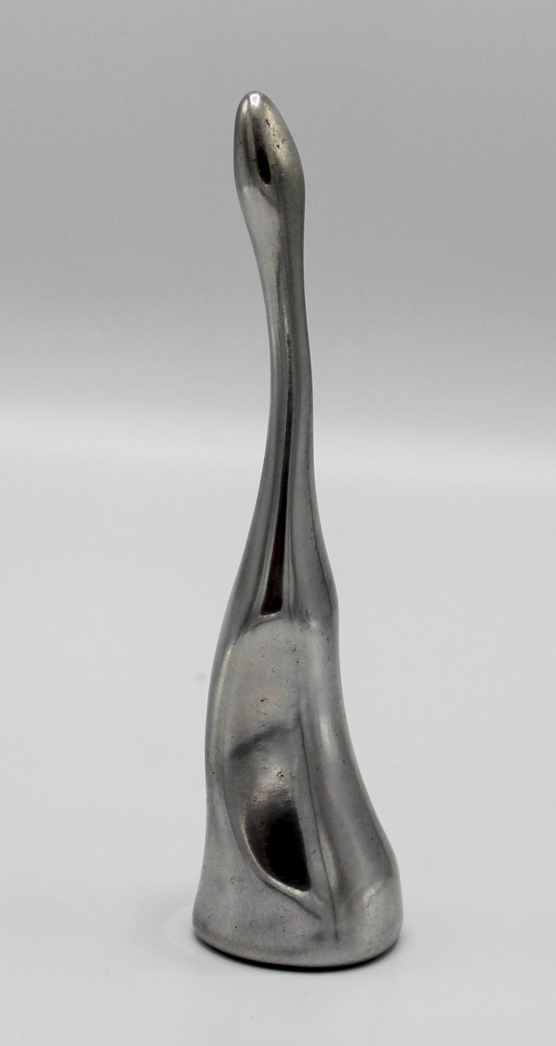 Vintage Aluminum Abstract Goose Sculpture by Hoselton Canada: Vintage aluminum abstract goose sculpture by Hoselton Canada, signed Hoselton Canada, 117 bottom side, 6"h x 1.5"w