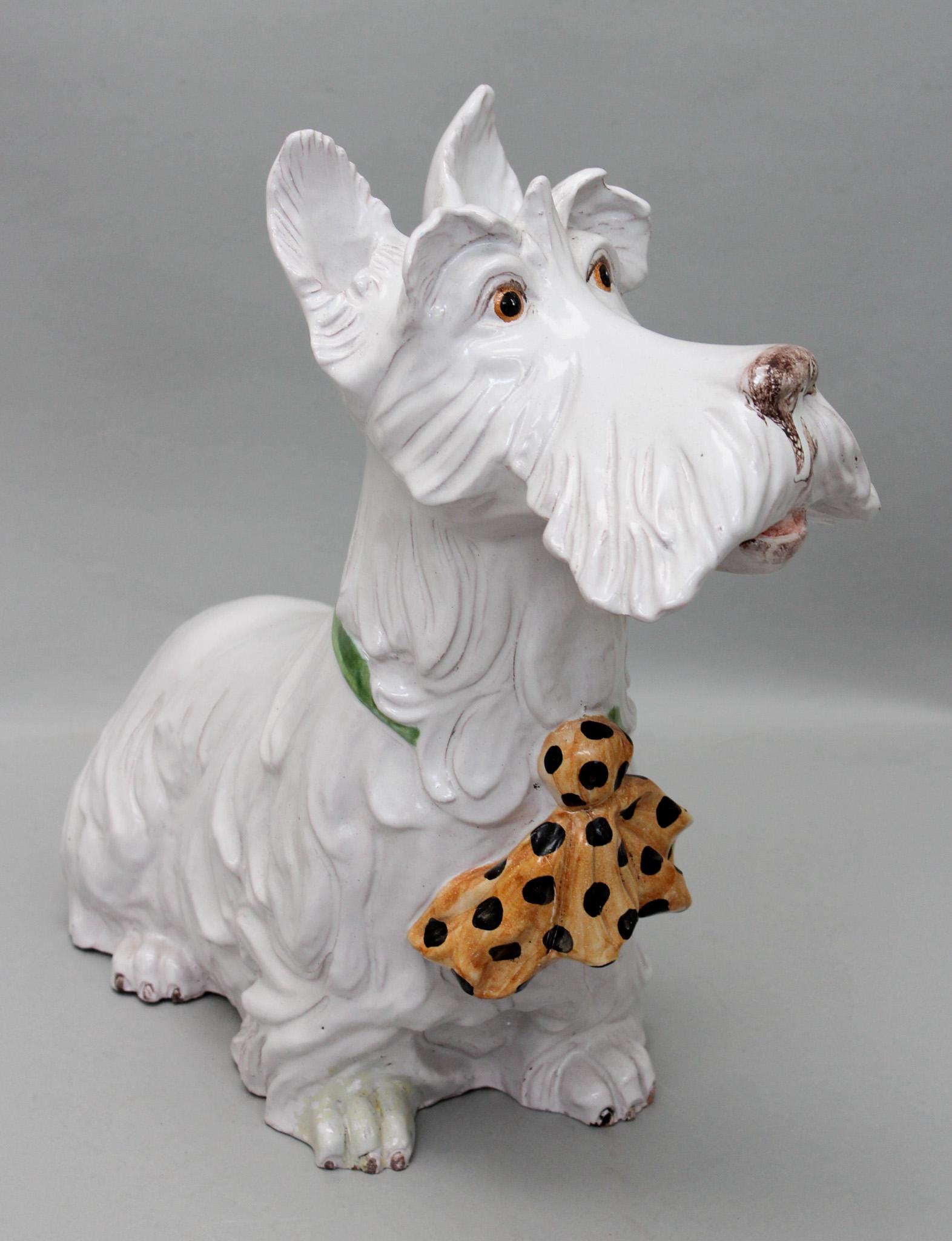 Life Size Ceramic White Scottish Terrier Dog Figurine (1 of 9)