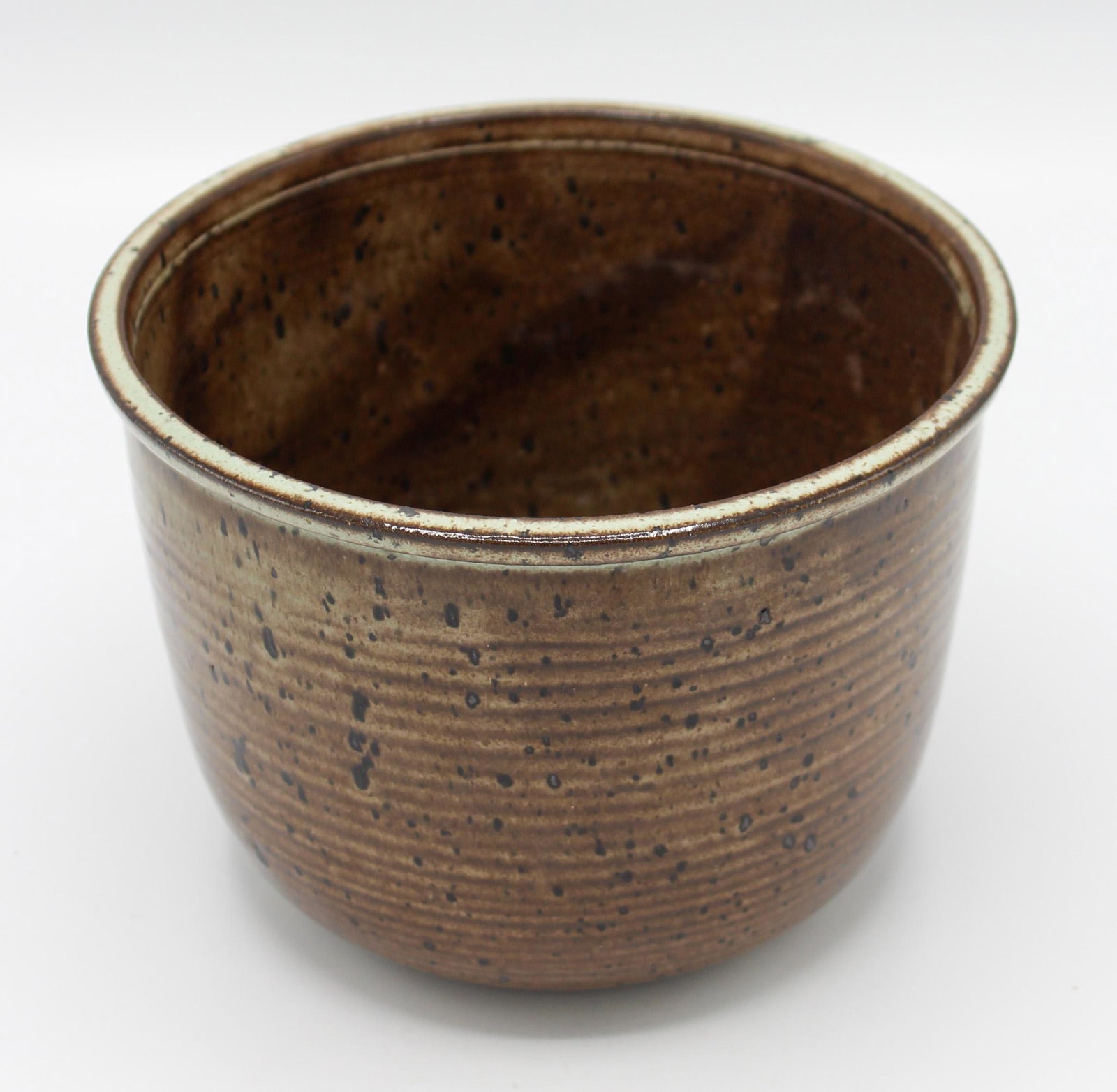 Vintage Stoneware Pot: Vintage stoneware pot, possibly a brush pot, unidentified marks on the bottom, 4.5"h x 6.25"d