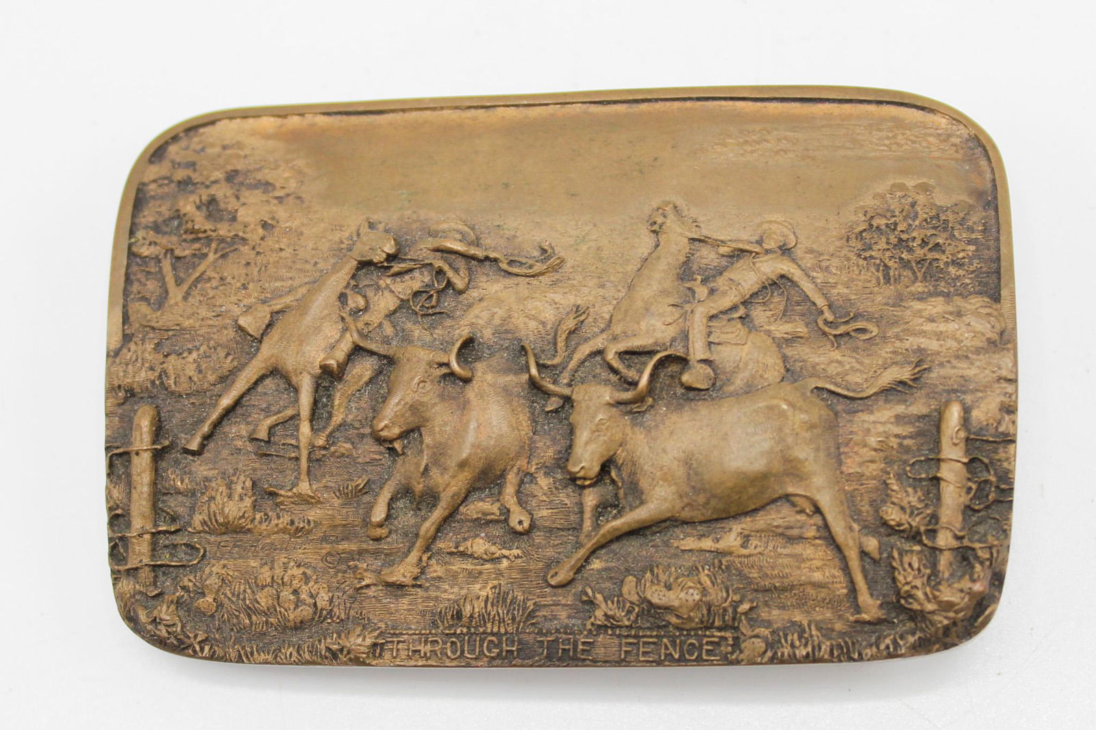 Vintage Limited Edition Bronze Buckle  by F. E. Hendricks "Through the Fence" (1 of 3)